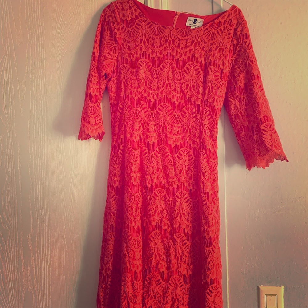 Dainty jewels orange bridesmaid dress